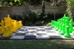 lime green and yellow chess set