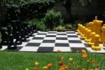 yellow and black chess set